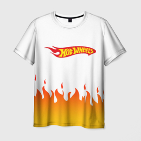 Мужская футболка 3D с принтом Hot Wheels | Logo | Fire в Новосибирске, 100% полиэфир | прямой крой, круглый вырез горловины, длина до линии бедер | auto | bone shaker | fire | hot wheels | logo | mattel | rd02 | twin mill | авто | автомобиль | ам | горячие колёса | лого | логотип | огненная | огонь | хот велс | эмблема
