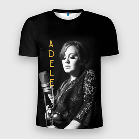 Мужская футболка 3D спортивная с принтом Певица Adele в Екатеринбурге, 100% полиэстер с улучшенными характеристиками | приталенный силуэт, круглая горловина, широкие плечи, сужается к линии бедра | девушка | имя | микрофон | надпись | певица