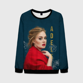 Мужской свитшот 3D с принтом Portrait Adele в Санкт-Петербурге, 100% полиэстер с мягким внутренним слоем | круглый вырез горловины, мягкая резинка на манжетах и поясе, свободная посадка по фигуре | имя | лицо | надпись | певица | портрет
