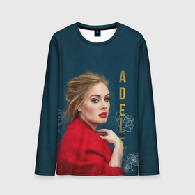 Мужской лонгслив 3D с принтом Portrait Adele в Кировске, 100% полиэстер | длинные рукава, круглый вырез горловины, полуприлегающий силуэт | имя | лицо | надпись | певица | портрет