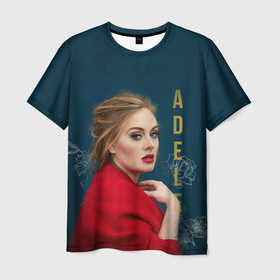Мужская футболка 3D с принтом Portrait Adele в Кировске, 100% полиэфир | прямой крой, круглый вырез горловины, длина до линии бедер | имя | лицо | надпись | певица | портрет