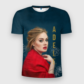 Мужская футболка 3D спортивная с принтом Portrait Adele в Петрозаводске, 100% полиэстер с улучшенными характеристиками | приталенный силуэт, круглая горловина, широкие плечи, сужается к линии бедра | имя | лицо | надпись | певица | портрет