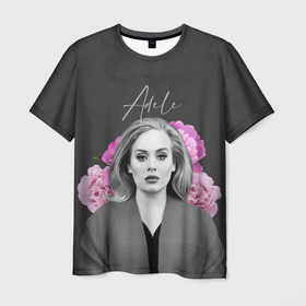 Мужская футболка 3D с принтом Flowers Adele в Санкт-Петербурге, 100% полиэфир | прямой крой, круглый вырез горловины, длина до линии бедер | имя | надпись | певица | текстура | цветы