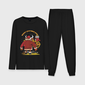 Мужская пижама хлопок (с лонгсливом) с принтом Merry Christmas Run в Екатеринбурге,  |  | art | bull | christmas | drawing | merris christmas run | new year | santa | santa claus | арт | бык | дед мороз | новый год | рисунок | рождество | санта