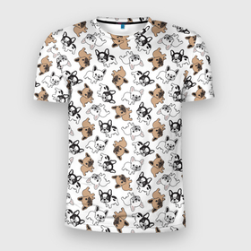 Мужская футболка 3D Slim с принтом Бульдожики в Новосибирске, 100% полиэстер с улучшенными характеристиками | приталенный силуэт, круглая горловина, широкие плечи, сужается к линии бедра | animal | bulldog | dog | french bulldog | french bulldog p | pit bull | бойцовская собака | бульдог | год собаки | друг человека | животное | зверь | кинолог | пёс | питбуль | собака французский бульдог | собаковод