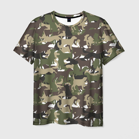 Мужская футболка 3D с принтом Камуфляж из Собак (Camouflage) в Курске, 100% полиэфир | прямой крой, круглый вырез горловины, длина до линии бедер | animal | camouflage | dog | military camouflage | барбос | бобик | военный камуфляж | год собаки | друг человека | животное | зверь | ищейка | камуфляж | кинолог | кость | лайка | милитари | охотничий камуфляж | пёс