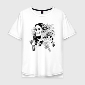 Мужская футболка хлопок Oversize с принтом Леди Смерть в Тюмени, 100% хлопок | свободный крой, круглый ворот, “спинка” длиннее передней части | Тематика изображения на принте: гадалка | монстр | музыка | психоделика | рок | хоррор | череп