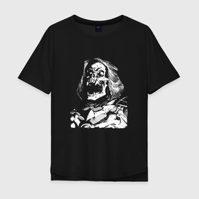 Мужская футболка хлопок Oversize с принтом Крик монаха в Кировске, 100% хлопок | свободный крой, круглый ворот, “спинка” длиннее передней части | металл | монстр | рок | скелет | хоррор | череп