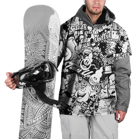Накидка на куртку 3D с принтом Нейромульт в Новосибирске, 100% полиэстер |  | Тематика изображения на принте: абстракция | мульт | мультфильм | пестрый | черно белый