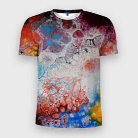 Мужская футболка 3D спортивная с принтом ЦветоТрэш в Белгороде, 100% полиэстер с улучшенными характеристиками | приталенный силуэт, круглая горловина, широкие плечи, сужается к линии бедра | абстракция | молодежный | пестрый | цветной | яркий