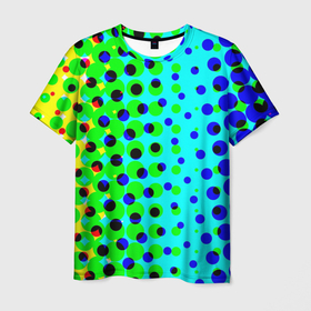 Мужская футболка 3D с принтом Цветная кислота , 100% полиэфир | прямой крой, круглый вырез горловины, длина до линии бедер | Тематика изображения на принте: абстракция | круги | радуга | цветной | яркий