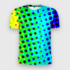 Мужская футболка 3D спортивная с принтом Цветная кислота , 100% полиэстер с улучшенными характеристиками | приталенный силуэт, круглая горловина, широкие плечи, сужается к линии бедра | абстракция | круги | радуга | цветной | яркий