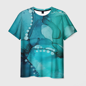 Мужская футболка 3D с принтом Глюки водолаза в Курске, 100% полиэфир | прямой крой, круглый вырез горловины, длина до линии бедер | абстракция | камуфляж | пестрый | разводы | размытый | салатовый