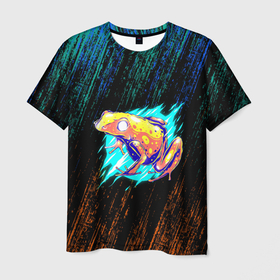 Мужская футболка 3D с принтом Жаба цветная абстрактная , 100% полиэфир | прямой крой, круглый вырез горловины, длина до линии бедер | болото | жабы | ква | лягушка | неон