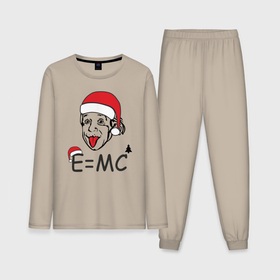 Мужская пижама хлопок (с лонгсливом) с принтом Новогодний Эйнштейн ,  |  | альберт эйнштейн | елка | ель | новогодний колпак | новогодний эйнштейн | новый год | прикол | рождество | формула | формула относительности | язык
