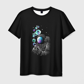 Мужская футболка 3D с принтом Так создаются планеты в Белгороде, 100% полиэфир | прямой крой, круглый вырез горловины, длина до линии бедер | астронавт | астрономия | вселенная | космонавт | космос | мыльные пузыри | наука | планеты | полет в космос