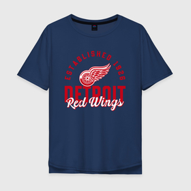 Мужская футболка хлопок Oversize с принтом Detroit Red Wings | Детройт Ред Вингз в Санкт-Петербурге, 100% хлопок | свободный крой, круглый ворот, “спинка” длиннее передней части | detroit | hockey | ice | nhl | red | sport | team | wings | winter | вингз | детройт | красные | крылья | лед | нхл | ред | спорт | хоккеей | шайбу