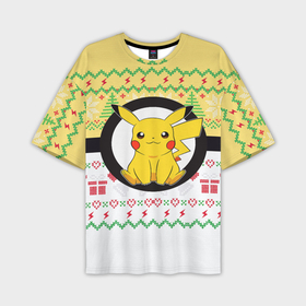 Мужская футболка OVERSIZE 3D с принтом Новогодний Пикачу | Pokemon в Белгороде,  |  | pikachu | pokemon | pokemon pikachu | пикачу | покемон | покемон пикачу