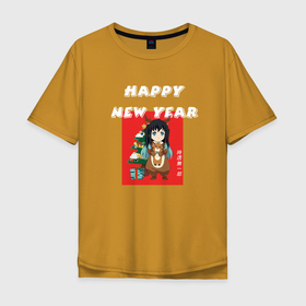 Мужская футболка хлопок Oversize с принтом Муитиро Токито | новый год в Курске, 100% хлопок | свободный крой, круглый ворот, “спинка” длиннее передней части | kimetsu no yaiba | muichirou tokitou | клинок | муитиро токито | новогодний | новый год | рассекающий демонов