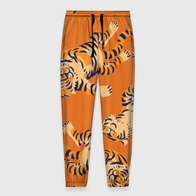 Мужские брюки 3D с принтом Тигр паттерн , 100% полиэстер | манжеты по низу, эластичный пояс регулируется шнурком, по бокам два кармана без застежек, внутренняя часть кармана из мелкой сетки | 2022 | год тигра | китайский календарь | надписи | новый год | тигр