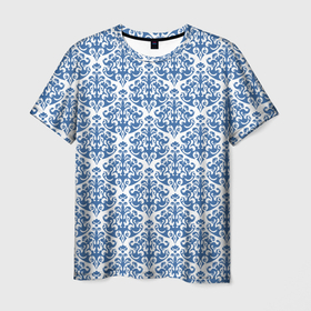 Мужская футболка 3D с принтом зимнее кружевство , 100% полиэфир | прямой крой, круглый вырез горловины, длина до линии бедер | абстракция | зима | новый год | орнамент | узор
