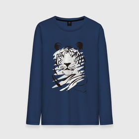Мужской лонгслив хлопок с принтом тигр черно белый , 100% хлопок |  | зверь | новый год | подарок | символ | тигр | хищник
