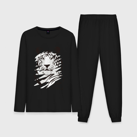 Мужская пижама хлопок (с лонгсливом) с принтом тигр черно белый в Белгороде,  |  | зверь | новый год | подарок | символ | тигр | хищник
