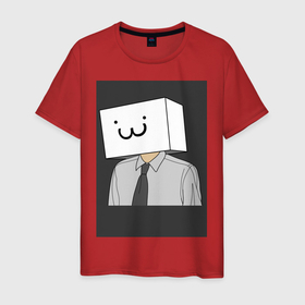Мужская футболка хлопок с принтом Smile :3 в Петрозаводске, 100% хлопок | прямой крой, круглый вырез горловины, длина до линии бедер, слегка спущенное плечо. | box | face | human | smile | коробка | смайлик | человек