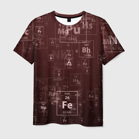Мужская футболка 3D с принтом Fe   Таблица Менделеева в Новосибирске, 100% полиэфир | прямой крой, круглый вырез горловины, длина до линии бедер | fe | для студентов | для физиков | для химиков | железо | наука | таблица менделеева | ученым | физика | химия | элемент