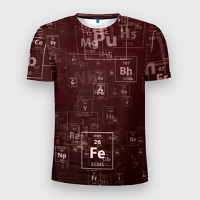 Мужская футболка 3D Slim с принтом Fe   Таблица Менделеева в Санкт-Петербурге, 100% полиэстер с улучшенными характеристиками | приталенный силуэт, круглая горловина, широкие плечи, сужается к линии бедра | Тематика изображения на принте: fe | для студентов | для физиков | для химиков | железо | наука | таблица менделеева | ученым | физика | химия | элемент