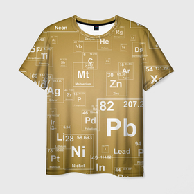 Мужская футболка 3D с принтом Pb   таблица Менделеева в Екатеринбурге, 100% полиэфир | прямой крой, круглый вырез горловины, длина до линии бедер | Тематика изображения на принте: pb | для физиков | для химиков | менделеев | наука | песочные | свинец | студентам | таблица менделеева | физика | химия