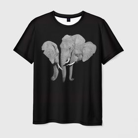 Мужская футболка 3D с принтом Сплоченность в Курске, 100% полиэфир | прямой крой, круглый вырез горловины, длина до линии бедер | любовь | преданность | семья | слоненок | слониха | слоны