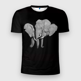 Мужская футболка 3D спортивная с принтом Сплоченность в Санкт-Петербурге, 100% полиэстер с улучшенными характеристиками | приталенный силуэт, круглая горловина, широкие плечи, сужается к линии бедра | любовь | преданность | семья | слоненок | слониха | слоны