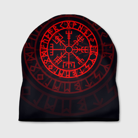 Шапка 3D с принтом Красный Вегвизир в Санкт-Петербурге, 100% полиэстер | универсальный размер, печать по всей поверхности изделия | викинги | красный вегвизир | минимализм | руны | руны викингов | символ | символика