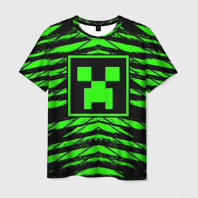 Мужская футболка 3D с принтом Майнкрафт Крипер   Minecraft Creeper в Тюмени, 100% полиэфир | прямой крой, круглый вырез горловины, длина до линии бедер | creeper | minecraft | tnt | визер | гаст | голем | грифер | крипер | майнкрафт | моб | страж
