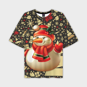 Мужская футболка OVERSIZE 3D с принтом СНЕГОВИК 2022 в Санкт-Петербурге,  |  | Тематика изображения на принте: 2022 | newyear | детям | зима | красивый | лучшее | необычный | новый год | подарок | праздники | рождество | снеговик | топ