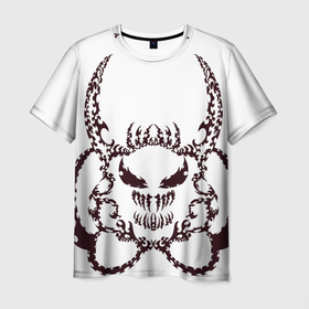 Мужская футболка 3D с принтом Веном рога в Петрозаводске, 100% полиэфир | прямой крой, круглый вырез горловины, длина до линии бедер | Тематика изображения на принте: demon | venom | веном | демон | рога | узоры | шипы