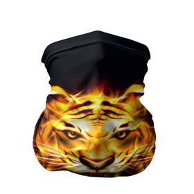 Бандана-труба 3D с принтом Тигр В Пламени в Новосибирске, 100% полиэстер, ткань с особыми свойствами — Activecool | плотность 150‒180 г/м2; хорошо тянется, но сохраняет форму | зверь | огненный тигр | огонь | пламя | рисунок | тигр | хищник