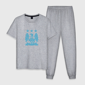 Мужская пижама хлопок с принтом ManCity Blue Cotton Theme в Белгороде, 100% хлопок | брюки и футболка прямого кроя, без карманов, на брюках мягкая резинка на поясе и по низу штанин
 | city | manchester | manchester city | mcfc | uk | английский футбол | англия | апл | бернардо силва | гвардиола | горожане | лига чемпионов | манчестер | манчестер сити | сити | фанаты | футбол