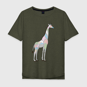 Мужская футболка хлопок Oversize с принтом Волшебный жираф , 100% хлопок | свободный крой, круглый ворот, “спинка” длиннее передней части | автралия | африка | волшебство | животное | жираф | зверь | мило | милота | мозаика | редкое животное | сказка | цвета | чудо | экзотика