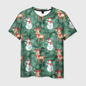 Мужская футболка 3D с принтом Новогоднее настроение Санта , 100% полиэфир | прямой крой, круглый вырез горловины, длина до линии бедер | 2022 | год тигра | новый год | новый год 2022 | символ года | тигр | тигренок | тигрица | тигры