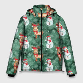 Мужская зимняя куртка 3D с принтом Новогоднее настроение Санта в Екатеринбурге, верх — 100% полиэстер; подкладка — 100% полиэстер; утеплитель — 100% полиэстер | длина ниже бедра, свободный силуэт Оверсайз. Есть воротник-стойка, отстегивающийся капюшон и ветрозащитная планка. 

Боковые карманы с листочкой на кнопках и внутренний карман на молнии. | 2022 | год тигра | новый год | новый год 2022 | символ года | тигр | тигренок | тигрица | тигры