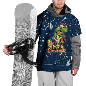 Накидка на куртку 3D с принтом Merry Christmas Пивозавр. в Тюмени, 100% полиэстер |  | Тематика изображения на принте: 2022 | happy new year | merry christmas | год тигра | дино | динозавр | зима близко | нг | новогодний | новый год | новый год 2022 | рождество | снежинки | тигр