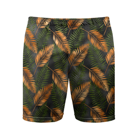 Мужские шорты спортивные с принтом Африканские листья в Курске,  |  | африка | листья | паттерн | тропики | цветы