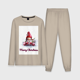 Мужская пижама хлопок (с лонгсливом) с принтом Рождественский гномик в Тюмени,  |  | гномик | детство | игрушка | новый год | праздник | рождество
