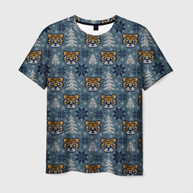 Мужская футболка 3D с принтом Пиксельный новый 2022 год , 100% полиэфир | прямой крой, круглый вырез горловины, длина до линии бедер | 2022 | год тигра | новый год | новый год 2022 | символ года | тигр | тигренок | тигрица | тигры