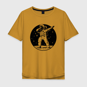 Мужская футболка хлопок Oversize с принтом Space Dab , 100% хлопок | свободный крой, круглый ворот, “спинка” длиннее передней части | Тематика изображения на принте: astronaut | cosmos | dab | gesture | moon | space | spacesuit | star | жест | звезда | космонавт | космос | луна | скафандр