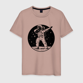 Мужская футболка хлопок с принтом Space Dab , 100% хлопок | прямой крой, круглый вырез горловины, длина до линии бедер, слегка спущенное плечо. | astronaut | cosmos | dab | gesture | moon | space | spacesuit | star | жест | звезда | космонавт | космос | луна | скафандр