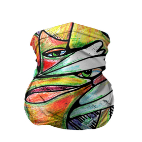 Бандана-труба 3D с принтом Эмоции блеск в Курске, 100% полиэстер, ткань с особыми свойствами — Activecool | плотность 150‒180 г/м2; хорошо тянется, но сохраняет форму | абстракция | геометрия | искусство | летняя | лицо | мазня | рисунки