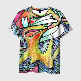 Мужская футболка 3D с принтом Эмоции блеск в Тюмени, 100% полиэфир | прямой крой, круглый вырез горловины, длина до линии бедер | абстракция | геометрия | искусство | летняя | лицо | мазня | рисунки